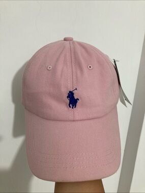Louis Raphael Pink Baseball Cap with Blue Polo Logo